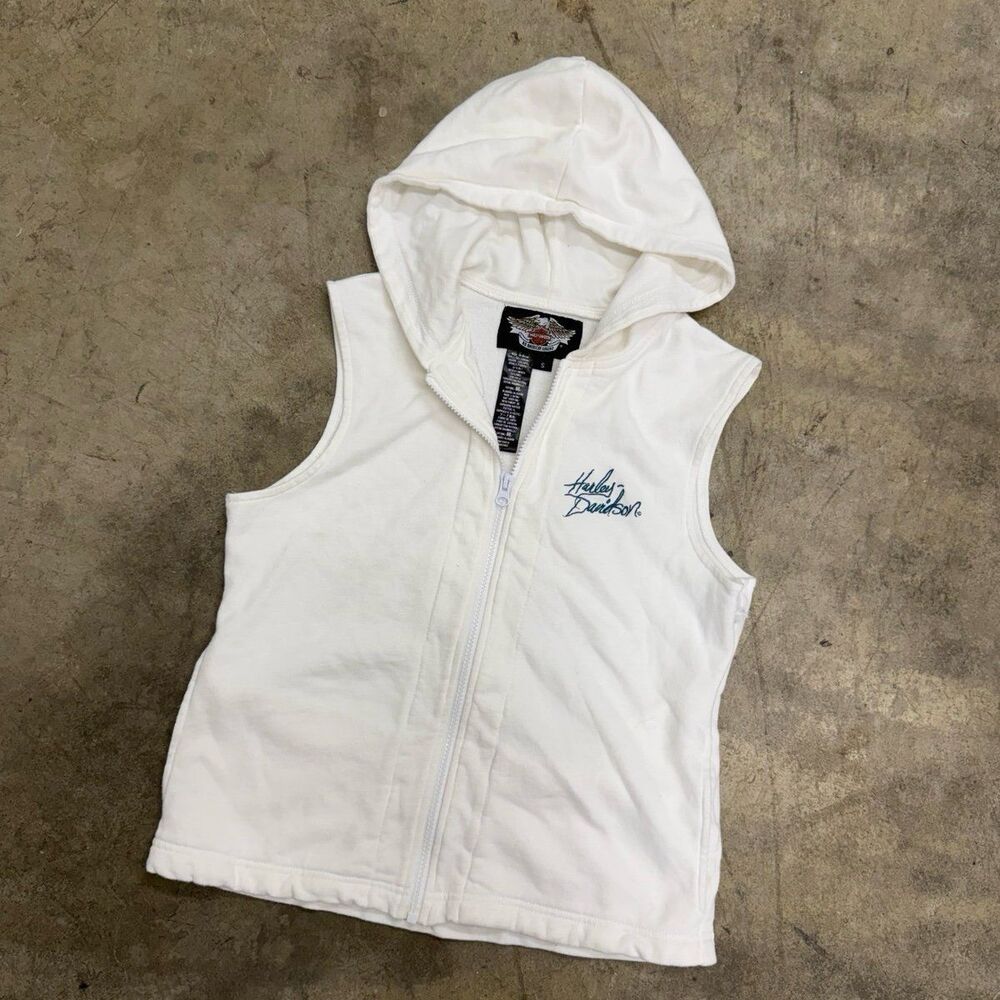 Vintage y2k Harley Davidson zip up hoodie vest